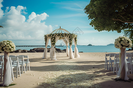 浪漫海滩婚礼图片