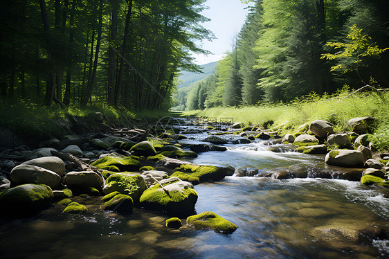森林中的溪流图片
