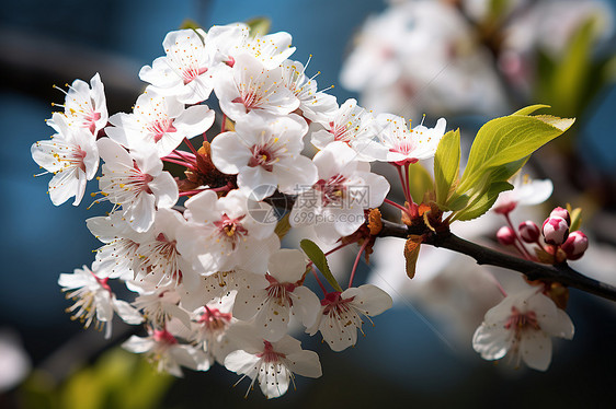 春季花园绽放的樱花花朵图片