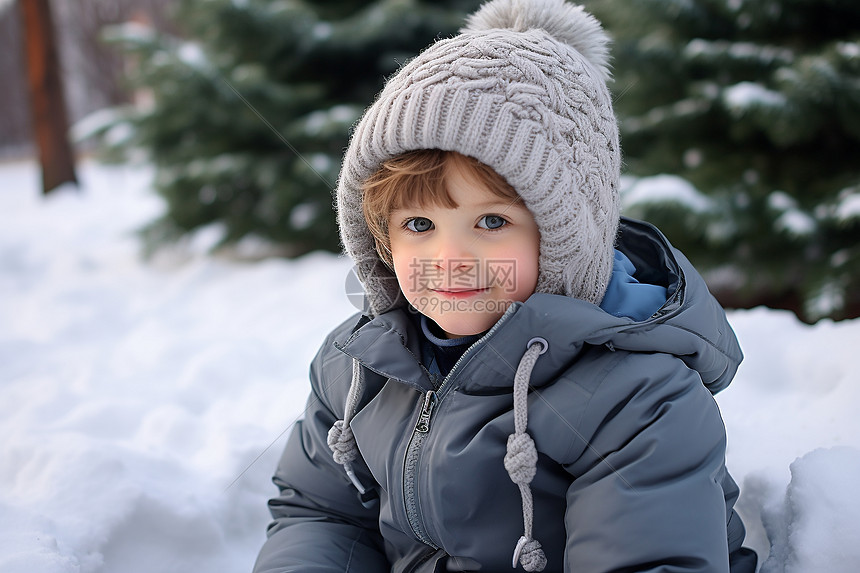 冬日乐趣的小男孩图片