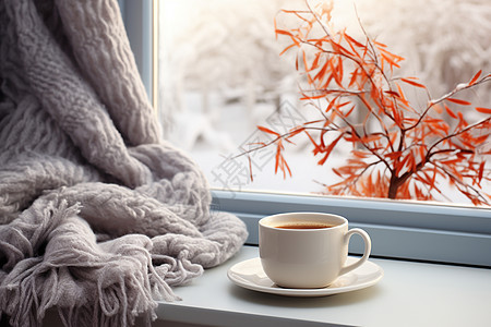 休闲的冬日咖啡背景图片