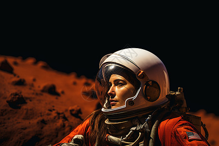 火星上漫步的太空人背景图片
