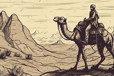 穿越沙漠的骆驼图片