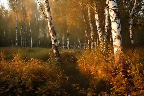 秋日奇境的树林景观图片