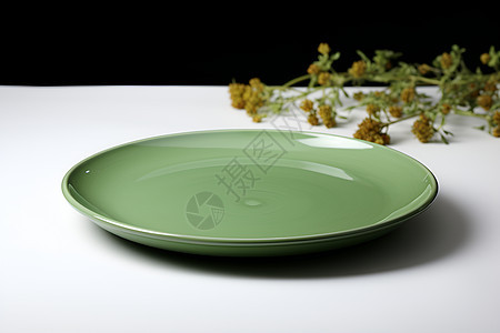 绿色的陶瓷餐盘图片