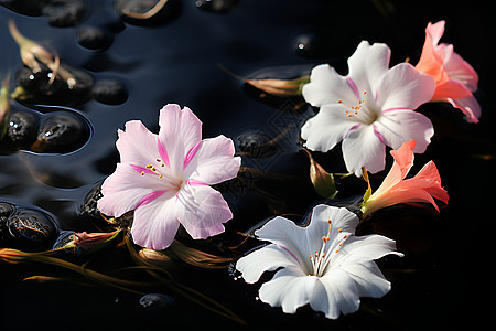 夏季池塘中绽放的美丽花朵图片