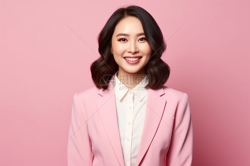 自信微笑的亚洲商务女性图片
