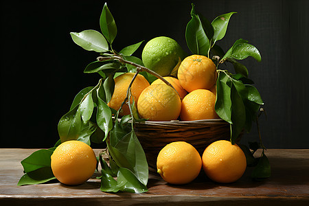 一张装满柠檬和青柠的篮子图片