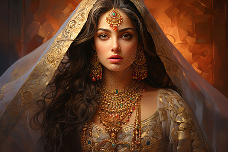 古香古色的印度女子图片