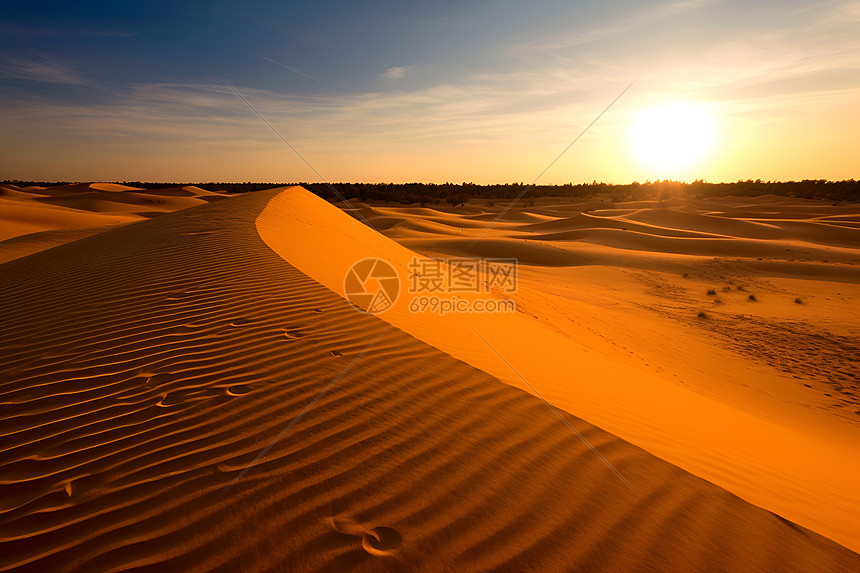 沙漠中的夕阳图片