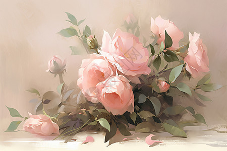 浪漫的粉色玫瑰束图片