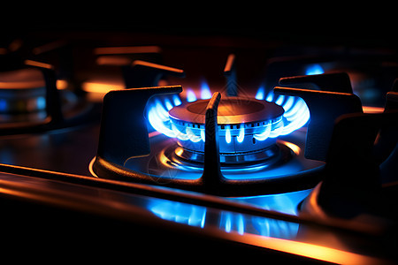 深夜厨房的蓝火暖炉图片