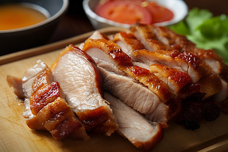 美味的香港式烤猪肉拼盘图片