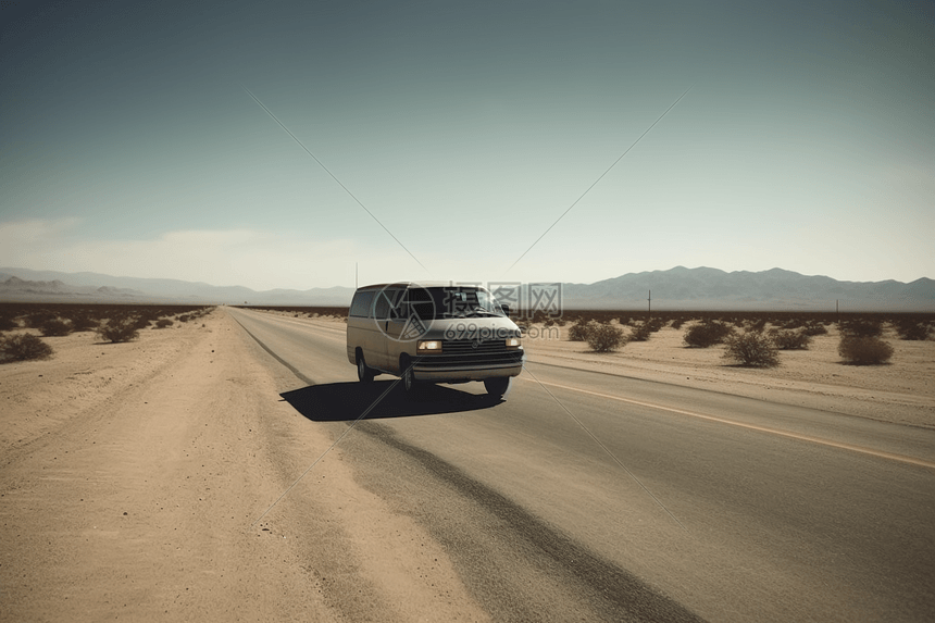 沙漠高速公路上行驶的汽车图片