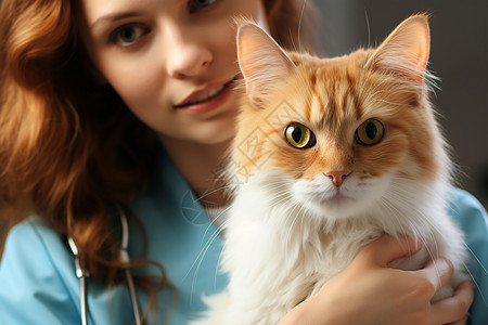 温柔的兽医和猫咪图片