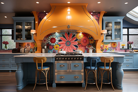 厨房的活力色彩背景图片