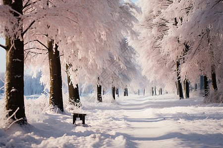 冬日雪景仙境般的冬日森林背景