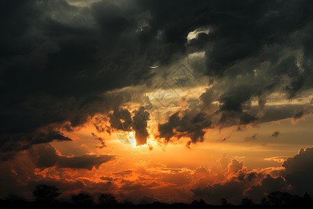 乌云阳光暮色夕阳美景背景