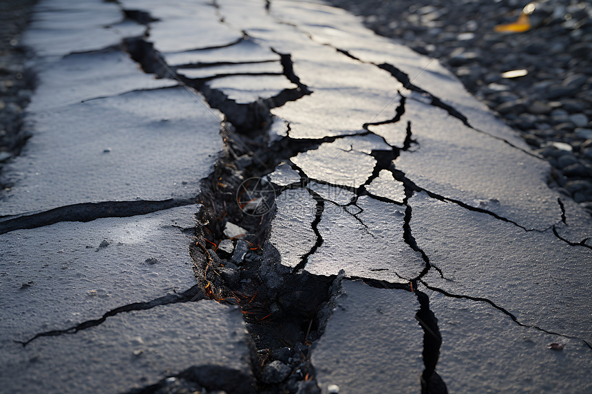 地震中被损毁的道路正在修复中图片