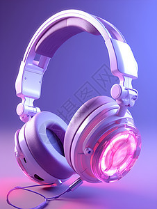 紫色浪漫的梦幻耳机插图图片