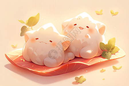 呆萌可爱的饺子艺术插图背景图片