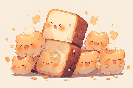 卡通风格的面包插图图片