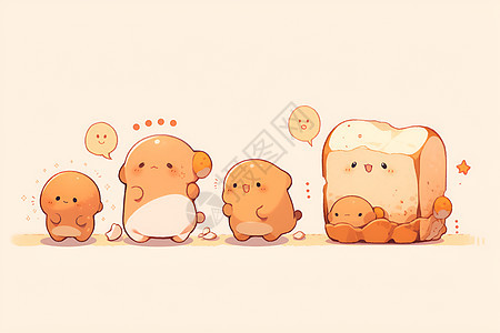 小巧可爱的面包插图图片