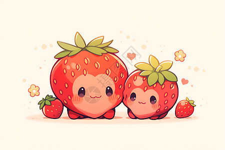 可爱的草莓创意插图图片