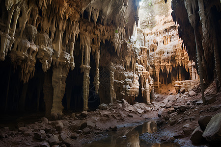 神秘的峡谷溶洞景观背景图片