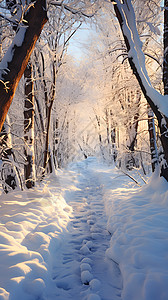 冬日雪景冬日林间的银装素裹背景