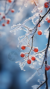结霜冰冻的冬季树木图片