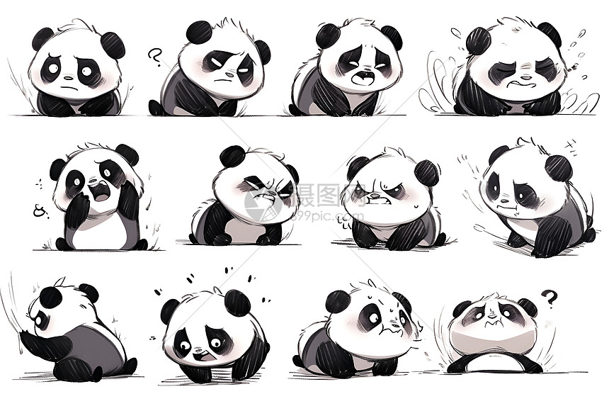 呆萌可爱的小熊猫表情图片