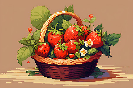新鲜采摘的草莓插图图片