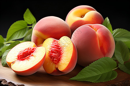 新鲜多汁的水果桃子背景图片