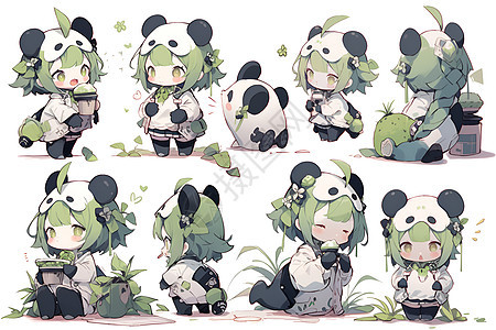 小巧可爱的卡通熊猫插图图片