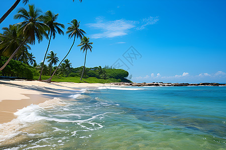 椰树沙滩的美景图片