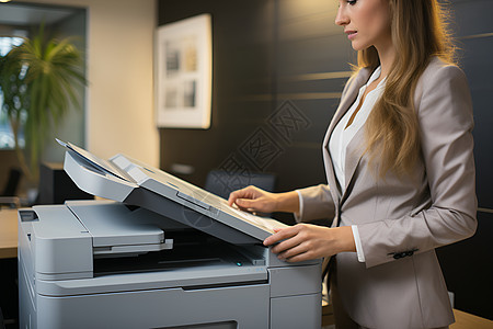 女助理在使用打印机图片