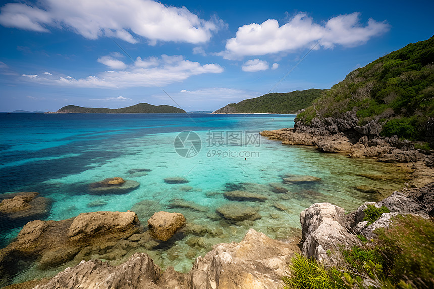 碧蓝海洋下的美丽风景图片