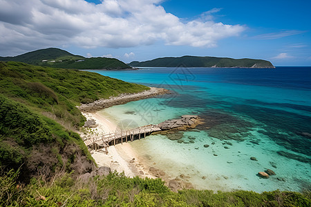 海边的几座小岛背景图片