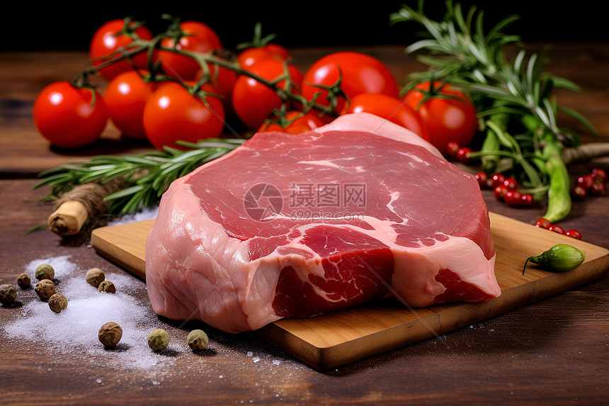 切菜板上放着一块肉图片