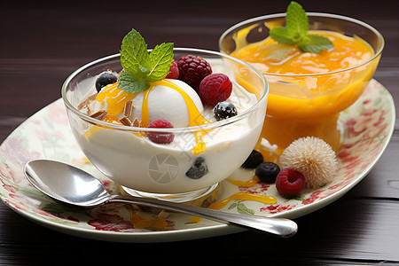 一碗水果酸奶图片