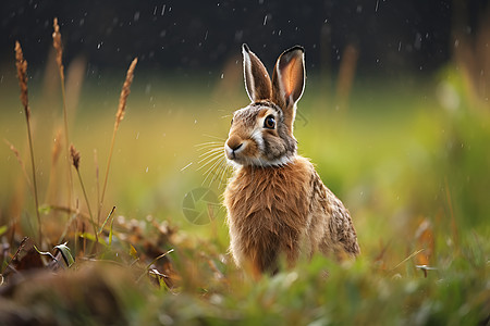 自然田间的野兔图片