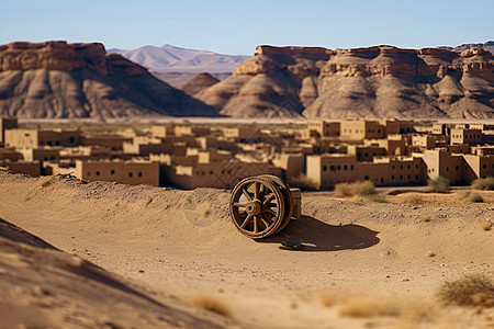 沙漠建筑与山脉图片