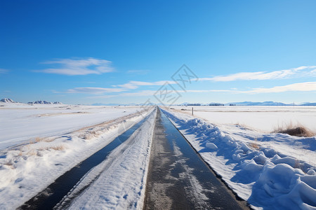 冰天雪地中的道路图片