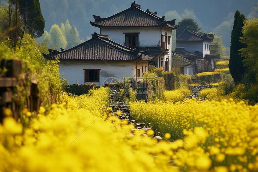 乡村风光黄色的油菜图片