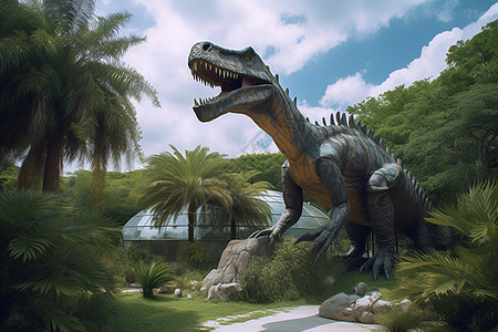 恐龙时代的雕塑背景图片