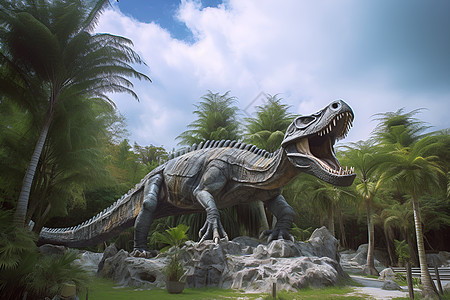 巨型恐龙在雕像图片