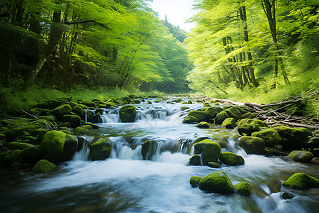 翠绿山溪背景图片