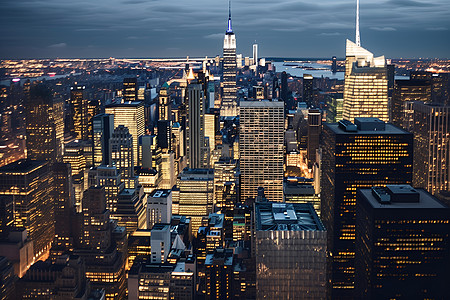 纽约夜景高楼林立背景图片