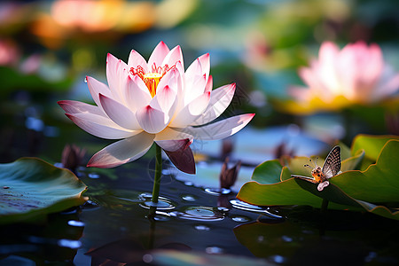 粉色花朵水中有一朵粉色莲花背景